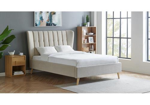 4ft6 Double Tasmin natural colour fabric upholstered bed frame bedstead 1